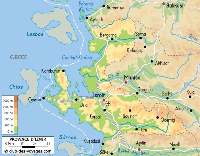 Carte de la province d'Izmir