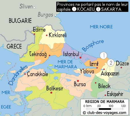 Carte des provinces de la rgion de Marmara