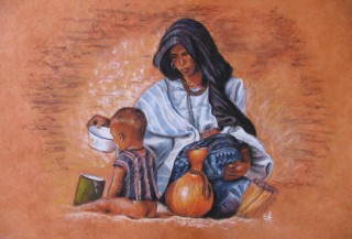Femme touargue et son enfant