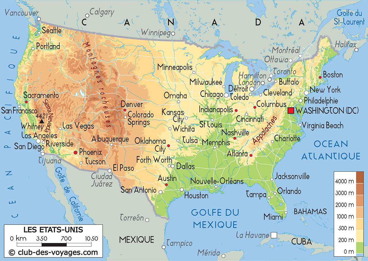 Carte des États-Unis - Club des Voyages
