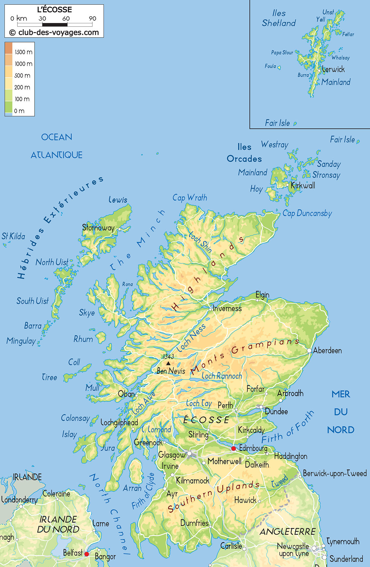 Carte de l'Écosse - Club des Voyages