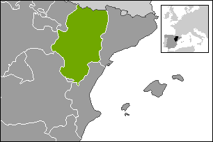 Carte de localisation de la Province d'Aragon en Espagne
