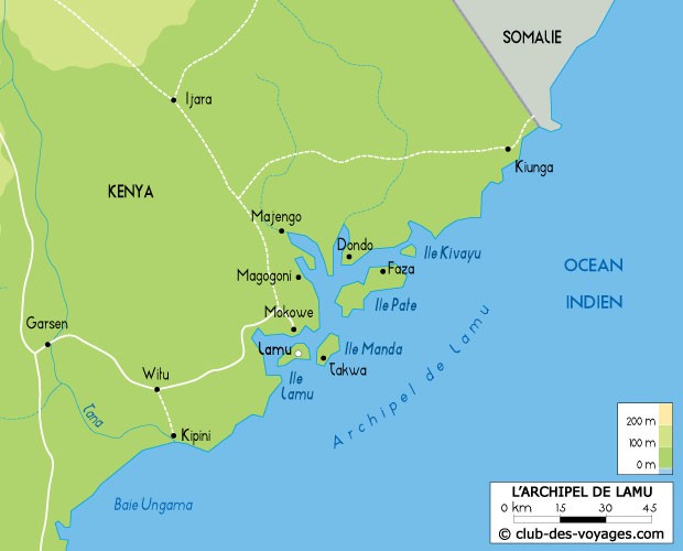Carte de l'archipel de Lamu