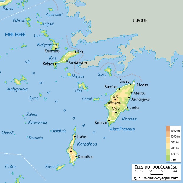 Carte des îles du Dodécanèse