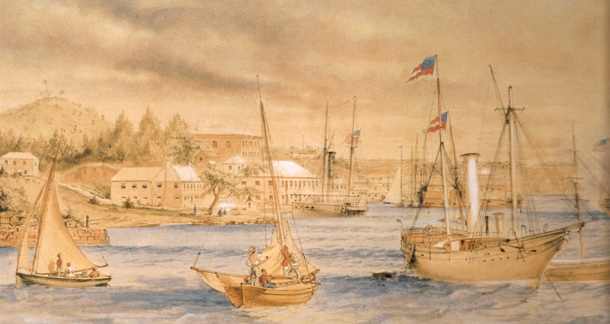 Le port de St George pendant le blocus conf�d�r� (vers 1864)