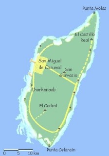 Carte de l'île de Cozumel