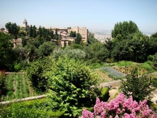 Les jardins et l'Alhambra en arrire-plan