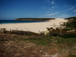 Photo de la plage de Bolonia et des ruines...