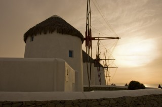 Moulins au coucher du soleil