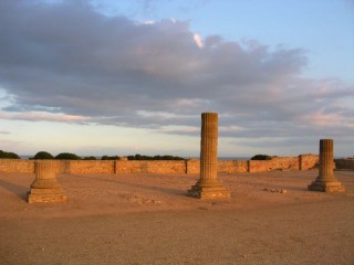 Vue des colonnes du forum de la ville romaine
