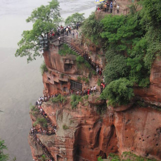 Paysage panoramique du mont Emei, incluant le paysage panoramique du grand Bouddha  de Leshan