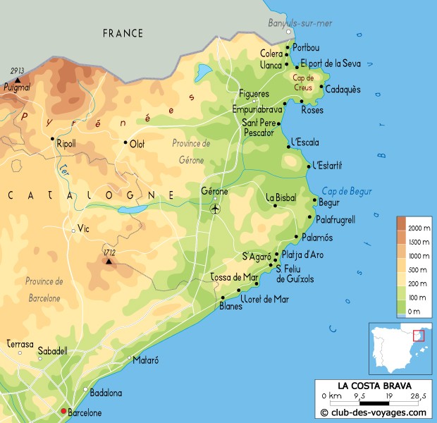 Carte de la Costa Brava