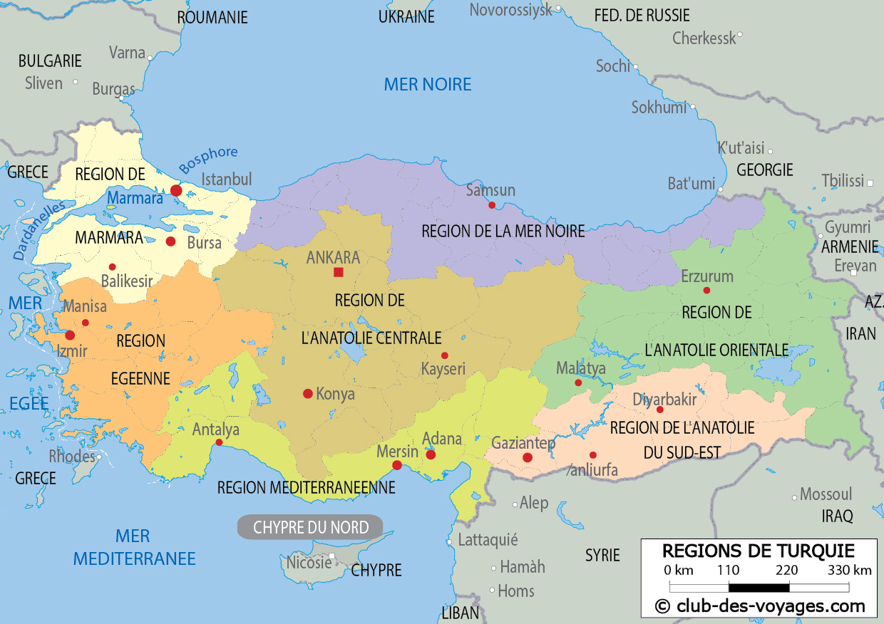 Carte des régions de Turquie