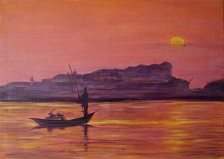 Coucher du soleil sur le Niger