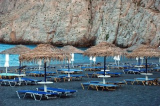 Plage de Kamari en fin de journée