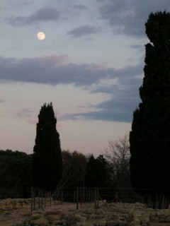 Coucher de lune sur les ruines de la ville grecque Coucher de lune sur les ruines de la ville grecque